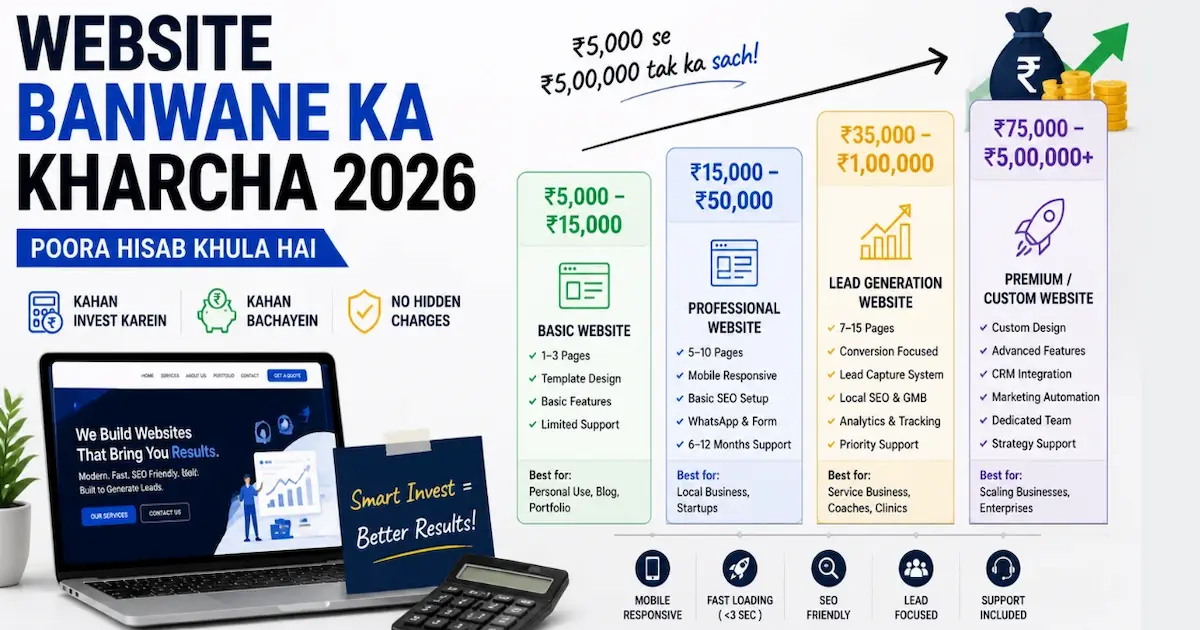 Website Banwane Ka Kharcha 2026 — Poora Hisab Khula Hai